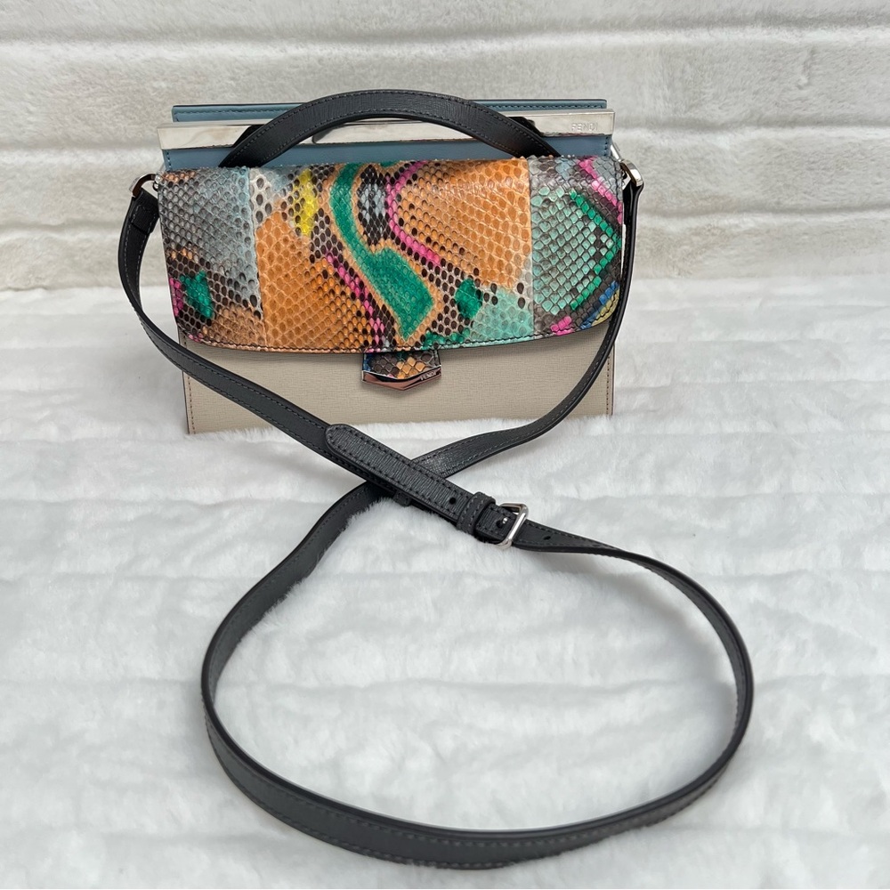 NEW Fendi Python Demi Jour -- Multicolor Python & Color Block Leather Bag - Picture 5 of 16